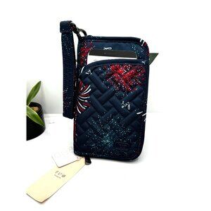 Lug RFID Wallet Fireworks Print With Wristlet Strap - Midnight